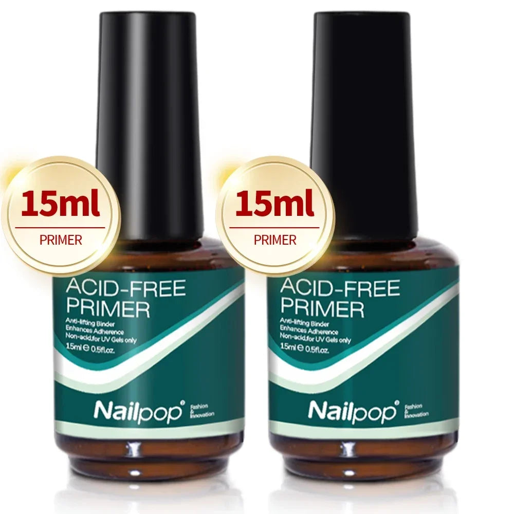 Nailpop Nail Dehydrator and Primer Acid Free Natural Nail Prep for Acrylic and UV Gel Nail Polish Fast Dry Superior Bonding Set