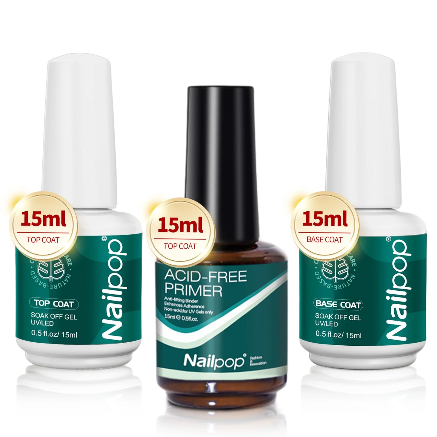 Nailpop Nail Dehydrator and Primer Acid Free Natural Nail Prep for Acrylic and UV Gel Nail Polish Fast Dry Superior Bonding Set