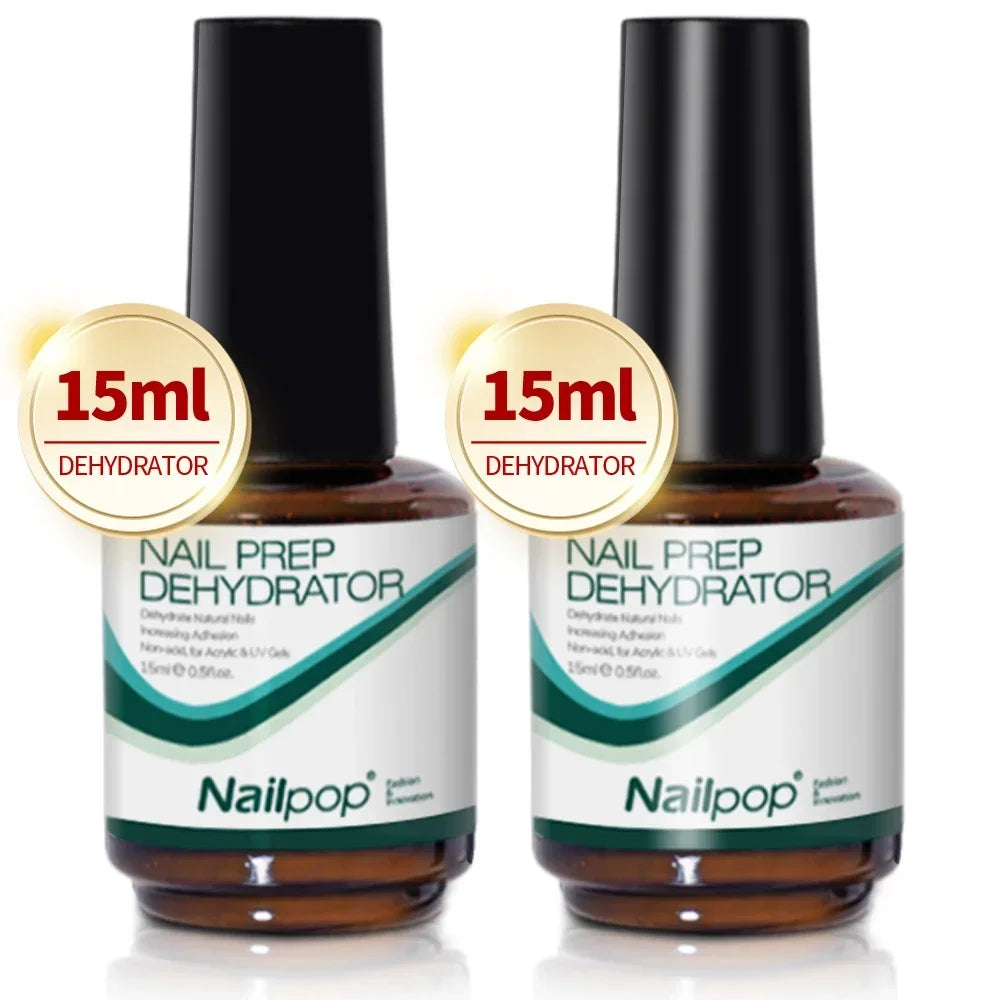 Nailpop Nail Dehydrator and Primer Acid Free Natural Nail Prep for Acrylic and UV Gel Nail Polish Fast Dry Superior Bonding Set